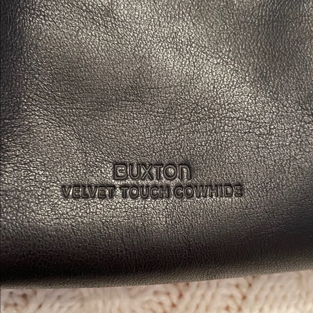 Buxton velvet touch cowhide black leather double clasp coin purse w/ side pocket - Picture 5 of 9